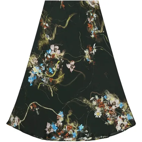 Beautiful Silk Skirt with Floral Print , female, Sizes: 2XL, S, XS - Munthe - Modalova