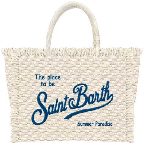Straw Beach Bag Colette Blue Embroidery , female, Sizes: ONE SIZE - MC2 Saint Barth - Modalova