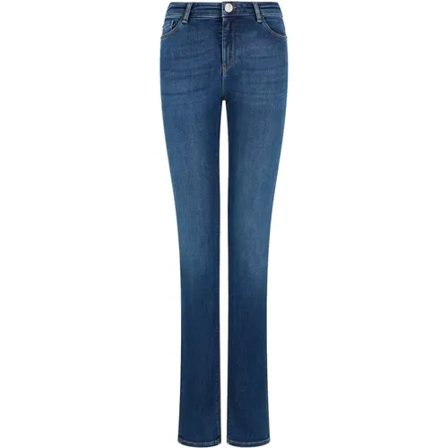 High-Waist Slim Gerades Jeans , Damen, Größe: W24 - Emporio Armani - Modalova