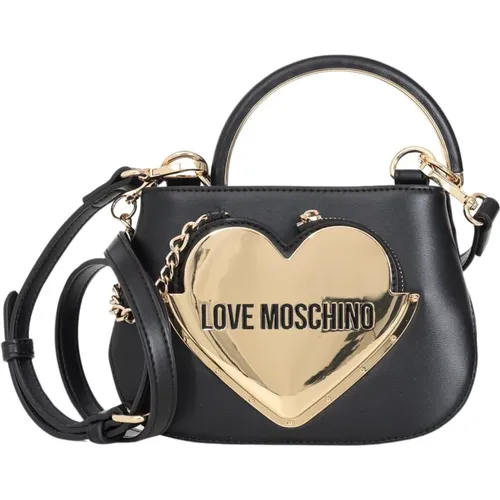 Schwarze Herz-Metall-Clutch-Tasche , Damen, Größe: ONE Size - Love Moschino - Modalova