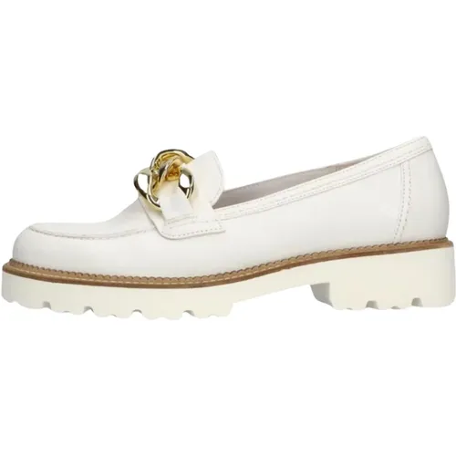 Weiße Loafers mit Goldkettendetail , Damen, Größe: 42 EU - Gabor - Modalova