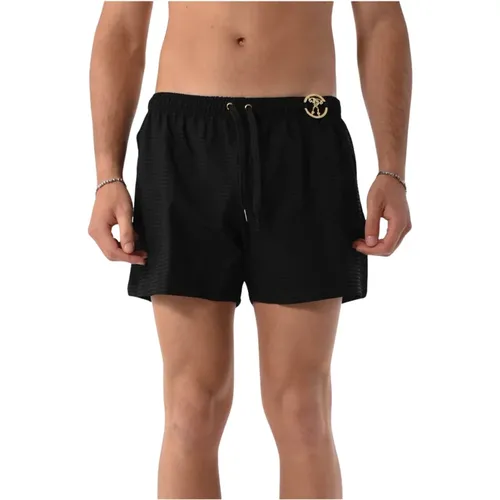 Swim Boxer Shorts with Logo Plaque , male, Sizes: L, 2XL, M, S, XL - Moschino - Modalova