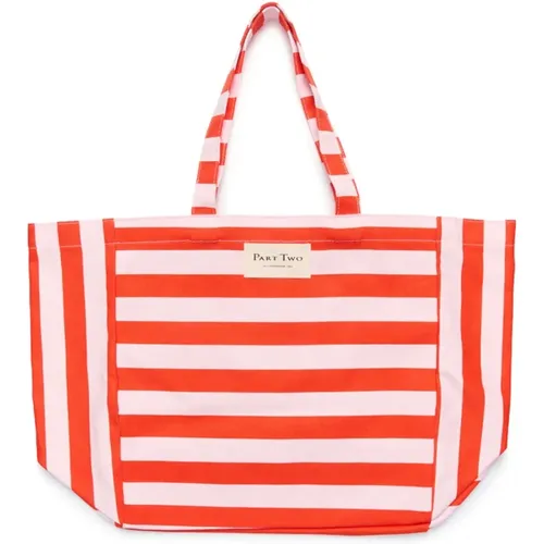 Striped Mandarin Red Tote Bag , female, Sizes: ONE SIZE - Part Two - Modalova