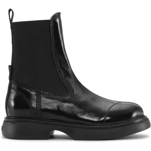 Schwarze Leder Stiefeletten , Damen, Größe: 39 EU - Ganni - Modalova