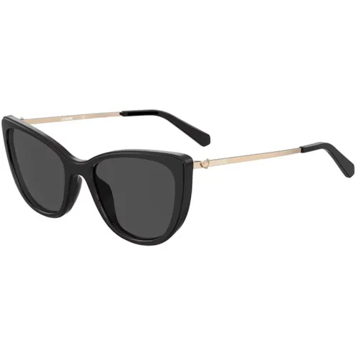 Schwarze Sonnenbrille mit grauen Gläsern - Love Moschino - Modalova