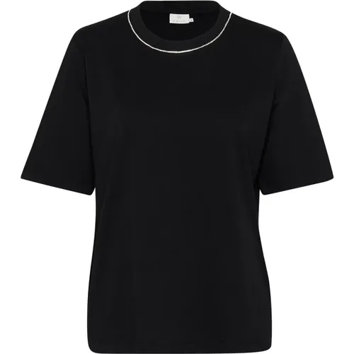 Schwarzes Tiefes Tee Oversized Rundhals , Damen, Größe: M - Kaffe - Modalova