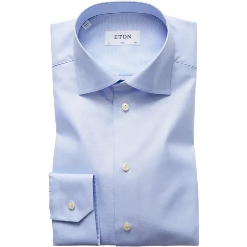 Stilvolles Blaues Slim Fit Hemd für Männer , Herren, Größe: S - Eton - Modalova