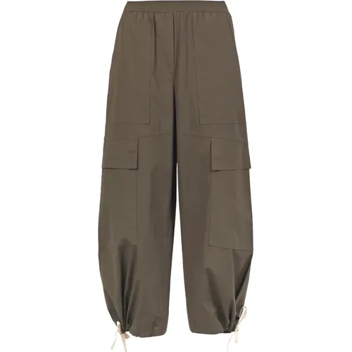 Cropped Cotton Pants with Elastic Waist , female, Sizes: M, S, XS - 8pm - Modalova
