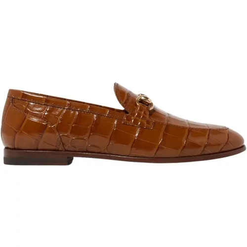 Brauner Croco Loafer mit Horsebit , Herren, Größe: 37 EU - Scarosso - Modalova