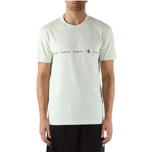 Cotton Logo T-shirt Round Neck Short Sleeve , male, Sizes: 2XL, L, XL, M, S - Calvin Klein Jeans - Modalova