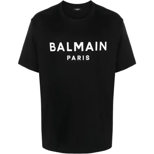 Klassisches Noir Blanc T-Shirt , Herren, Größe: S - Balmain - Modalova