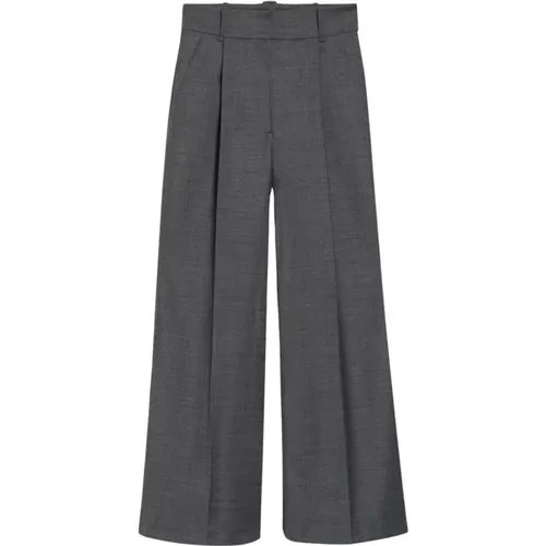 Wide Leg Pleated Trousers Deep Grey , female, Sizes: M - IVY OAK - Modalova