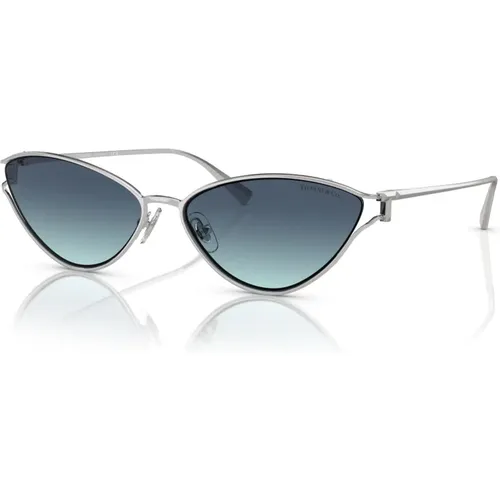 Silver Blue Shaded Sunglasses , female, Sizes: 61 MM - Tiffany - Modalova