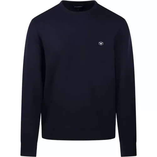 Navy Rundhals Sweatshirt , Herren, Größe: L - Emporio Armani - Modalova