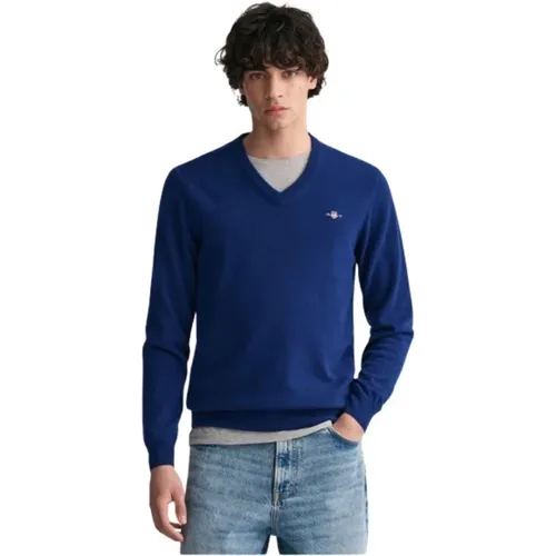 Ultra Fine Wool V-Neck Sweater , male, Sizes: L, 5XL, 4XL, M - Gant - Modalova
