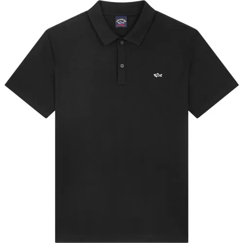 Organisches Baumwoll-Polo mit Haifisch-Abzeichen , Herren, Größe: 2XL - PAUL & SHARK - Modalova