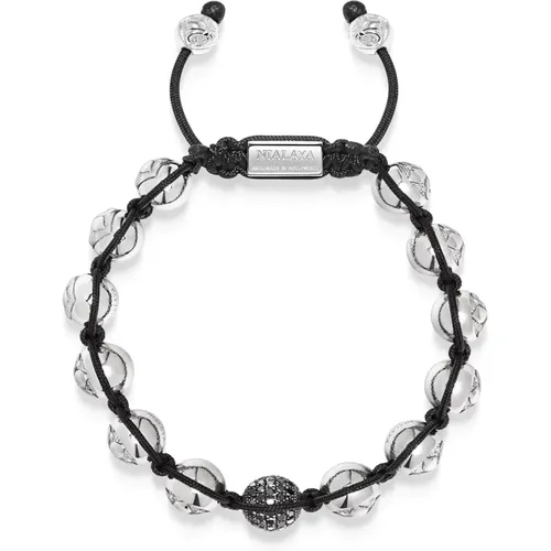 Black Diamond Sterling Silver Beaded Bracelet , male, Sizes: XL, S, L, 2XL, M - Nialaya - Modalova