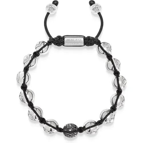 Men's Diamond Beaded Bracelet with Sterling Silver Beads - Nialaya - Modalova