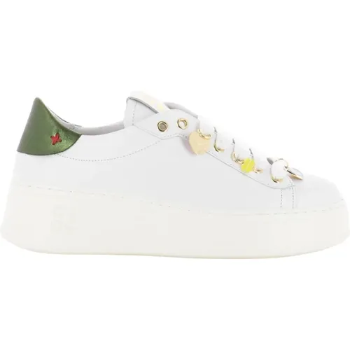 Pia Combi Weiß/Grün Leder Sneakers , Damen, Größe: 37 EU - Gio+ - Modalova