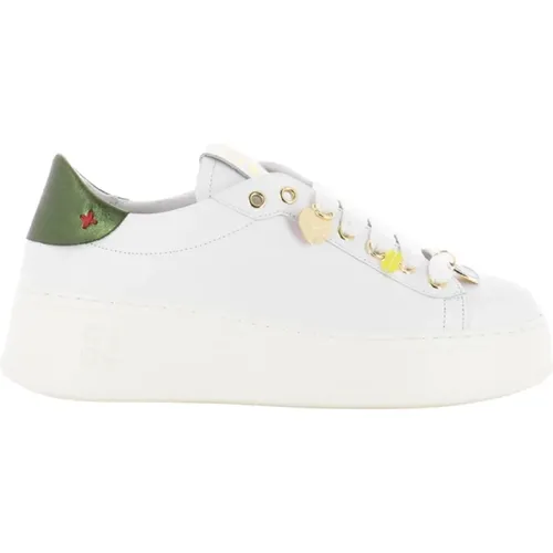 Pia Combi Weiß/Grün Leder Sneakers , Damen, Größe: 41 EU - Gio+ - Modalova
