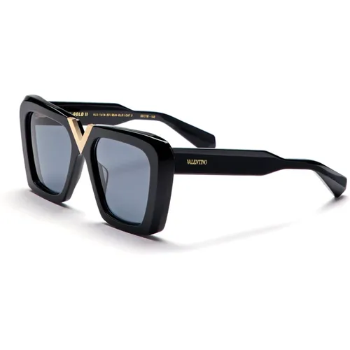 Schmetterling Sonnenbrille Schwarz Gold Rauchgrau - Valentino - Modalova