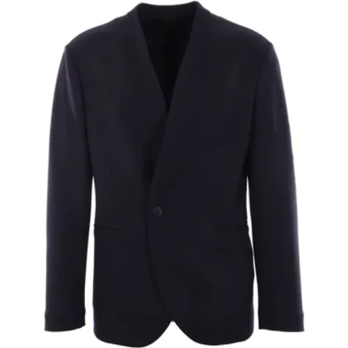 Wool Blend Single-Breasted Jacket , male, Sizes: M, L - Giorgio Armani - Modalova