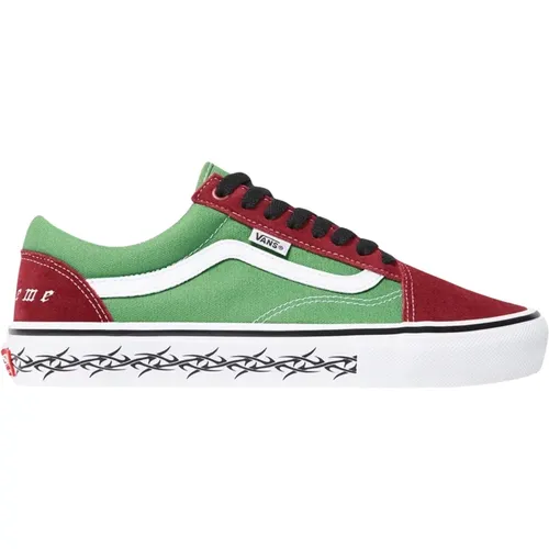 Limitierte Auflage Supreme Tribal Barbed Wire Green Skate Schuhe , Herren, Größe: 42 1/2 EU - Vans - Modalova