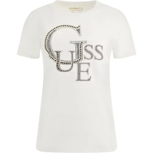 Front Logo Studded Tee für Frauen , Damen, Größe: L - Guess - Modalova