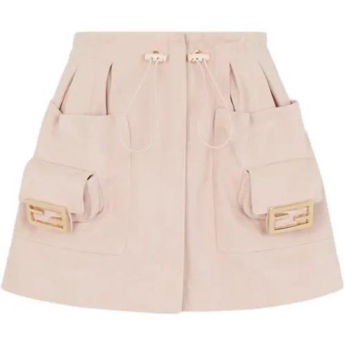 Drill Skirt with Drawstring Waist and Patch Pockets , female, Sizes: XS - Fendi - Modalova