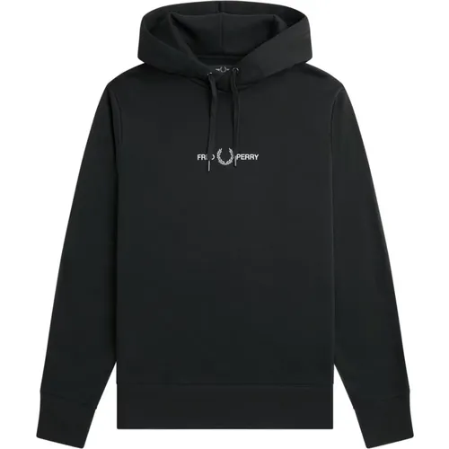 Schwarzer Hoodie mit Kapuze und Kängurutasche , Herren, Größe: M - Fred Perry - Modalova