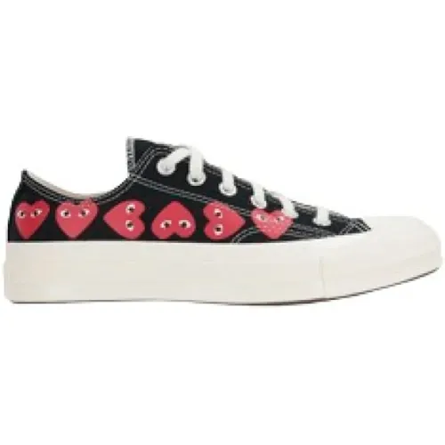 Schwarze Converse Low-Top Sneakers mit Herzdruck , Herren, Größe: 46 EU - Comme des Garçons Play - Modalova