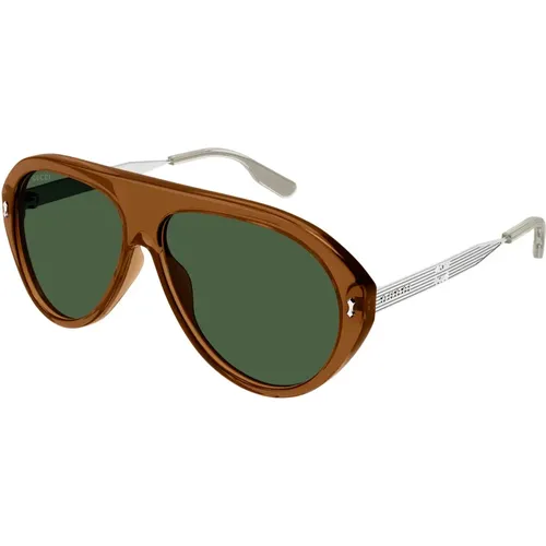Gold/Green Sunglasses , male, Sizes: 61 MM - Gucci - Modalova