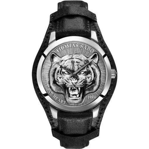 Rebel Tiger 3D -Silver Watch , male, Sizes: ONE SIZE - Thomas Sabo - Modalova
