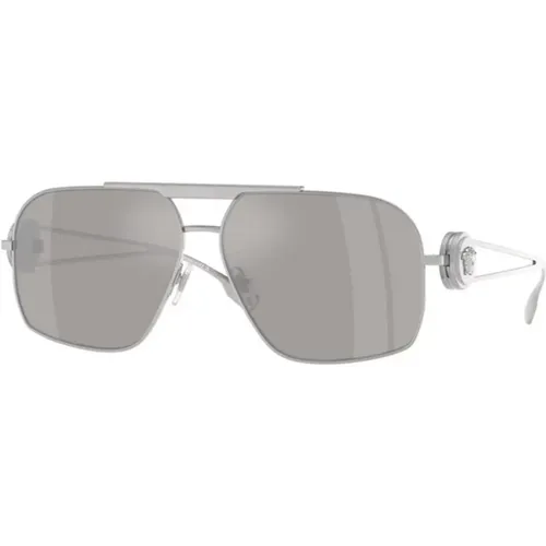 Silver Mirrored Sunglasses , unisex, Sizes: 62 MM - Versace - Modalova