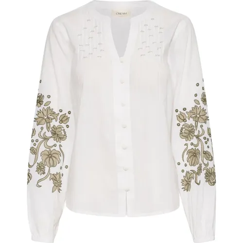 Embroidered Blouse Snow , female, Sizes: XL - Cream - Modalova