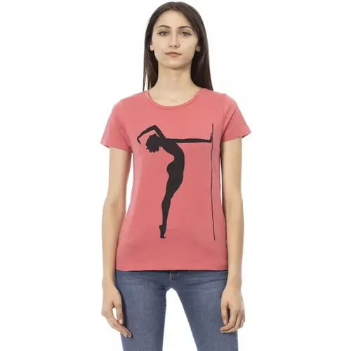 Schickes Rosa Kurzarm-T-Shirt , Damen, Größe: XS - Trussardi - Modalova