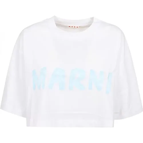 Weißes Baumwoll-T-Shirt , Damen, Größe: XS - Marni - Modalova
