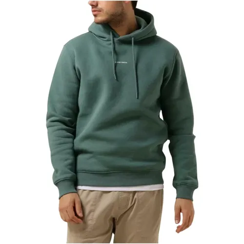 Grüner Hoodie mit Front- & Dreieckigem Rückendruck , Herren, Größe: XS - Pure Path - Modalova