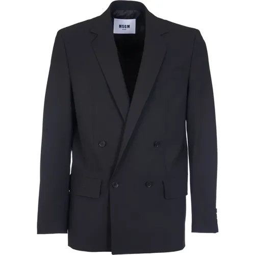 Schwarzer Doppelreiher-Blazer , Herren, Größe: L - MSGM - Modalova