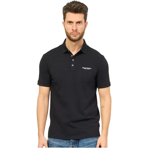 Blaues Baumwoll-Poloshirt Regular Fit , Herren, Größe: XL - Armani Exchange - Modalova
