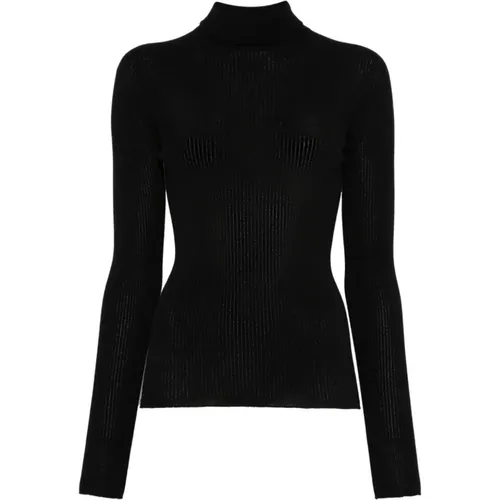 Schwarzer Rippstrickpullover Flavia Langarm , Damen, Größe: M - SPORTMAX - Modalova