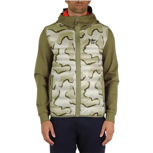 Gepolsterte Kapuzen-Winterjacke mit Frontpaneel , Herren, Größe: M - aeronautica militare - Modalova