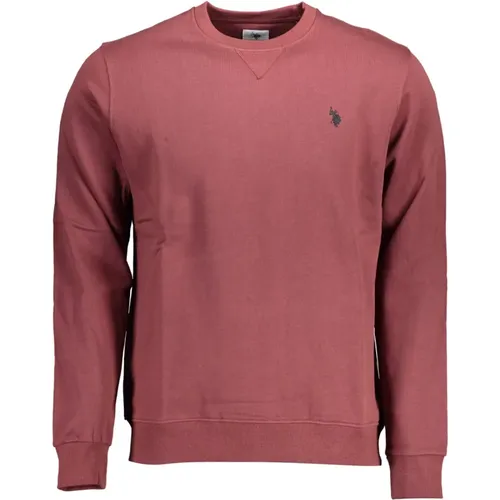 Lila Langarm Crewneck Sweatshirt , Herren, Größe: 2XL - U.S. Polo Assn. - Modalova