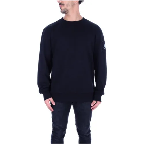 Schwarze Pullover mit seitlichem Logo , Herren, Größe: L - Moose Knuckles - Modalova