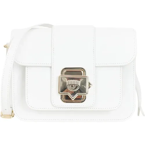 Weiße Schultertasche mit Gold-Logo,Synthetische Messanger-Tasche mit Eyelike Lock - Chiara Ferragni Collection - Modalova