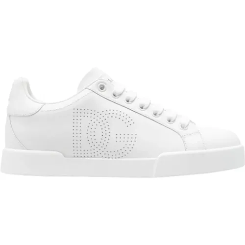 Perforated Logo Leather Sneakers , female, Sizes: 5 UK, 6 1/2 UK, 8 UK, 4 1/2 UK, 5 1/2 UK, 4 UK, 7 1/2 UK, 6 UK, 3 UK, 7 UK - Dolce & Gabbana - Modalova