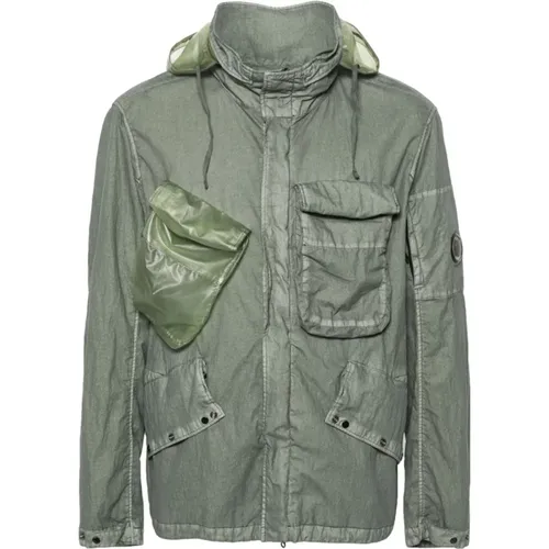 Cotton Blend Jacket with Concealed Hood , male, Sizes: L, XL, M - C.P. Company - Modalova