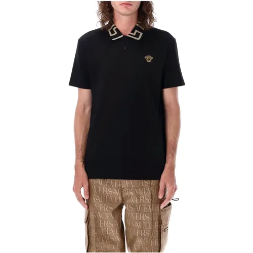 Griechisches Kragen Polo Shirt , Herren, Größe: XL - Versace - Modalova