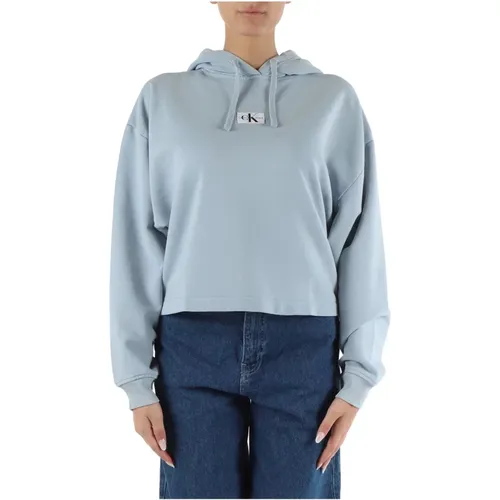 Cotton Hoodie with Logo Patch , female, Sizes: L, S, XS, M, XL - Calvin Klein Jeans - Modalova