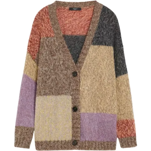 Patchwork Oversized Mohair Cardigan Sweater , female, Sizes: XS, S - Max Mara Weekend - Modalova